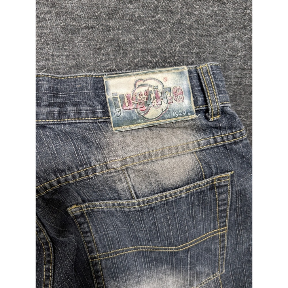 Justice Denim Popeye the Sailor Man Y2K Wide Leg Jeans Blue Embroidered 32x27 - Picture 7 of 10